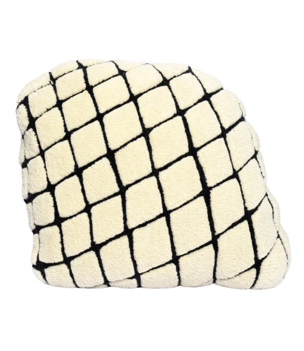 Haus Üger Haus Üger Grid Kussen – Offwhite met Zwart Rasterpatroon