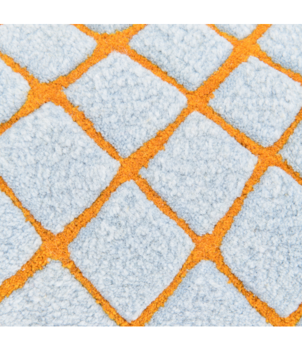 Haus Üger Grid Slim Cushion – sky blue with orange Grid Pattern