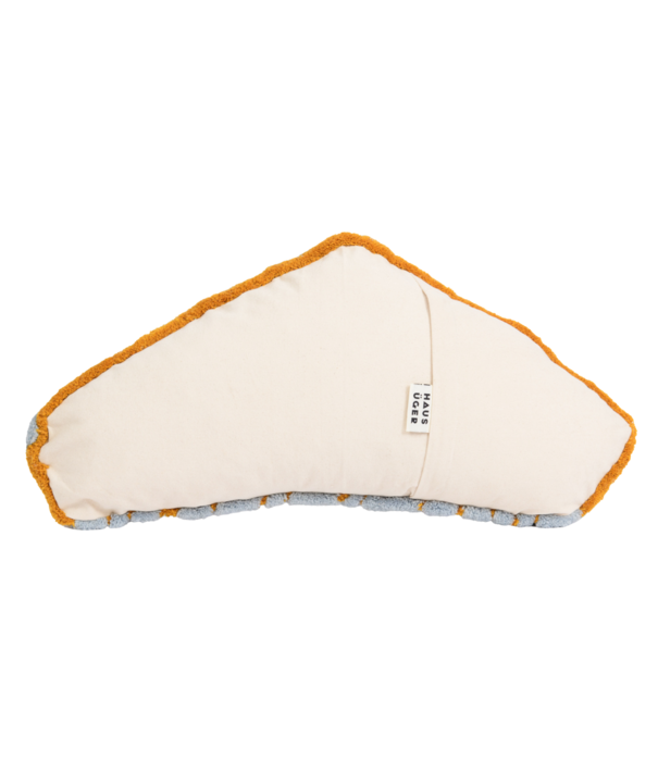 Haus Üger Haus Üger Grid Slim Kussen – sky blue met oranje Rasterpatroon