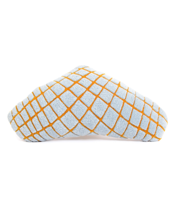 Haus Üger Haus Üger Grid Slim Kussen – sky blue met oranje Rasterpatroon
