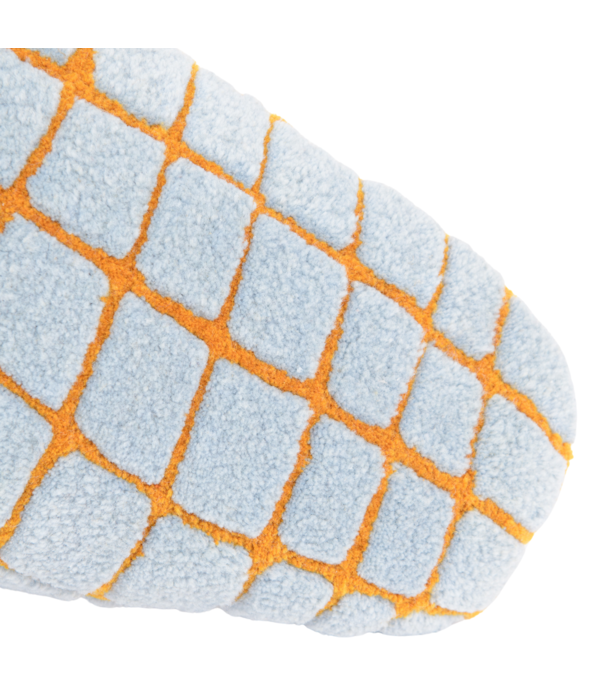 Haus Üger Haus Üger Grid Slim Kussen – sky blue met oranje Rasterpatroon