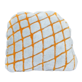 Haus Üger Grid Cushion – Blue with orange grid pattern