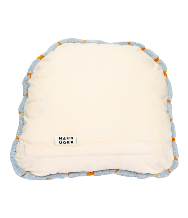 Haus Üger Haus Üger Grid Cushion – Blue with orange grid pattern
