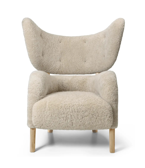 Audo Audo My Own Chair, Lounge Stoel Schapenvel, houten poten