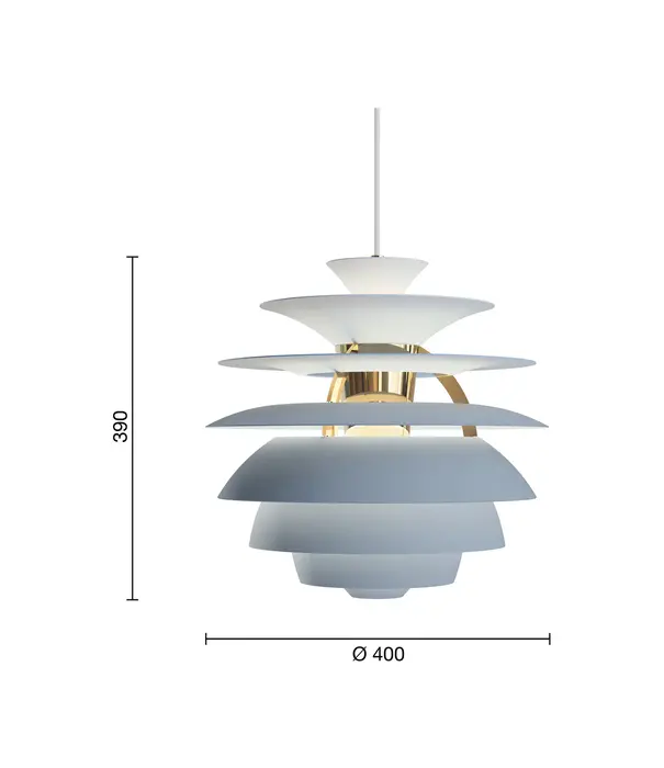 Louis Poulsen  PH Snowball Hanglamp dusty blue, brass