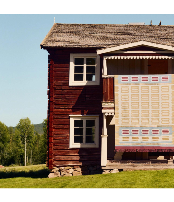 Layered  Röllakan Ruth Wool Rug - Spring Grass