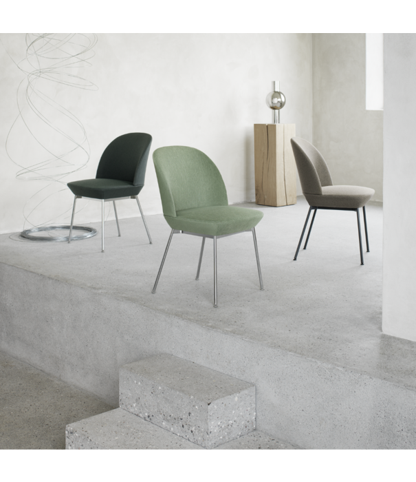 Muuto  Muuto Oslo Side Stoel Ocean 601 dark grey, chrome onderstel