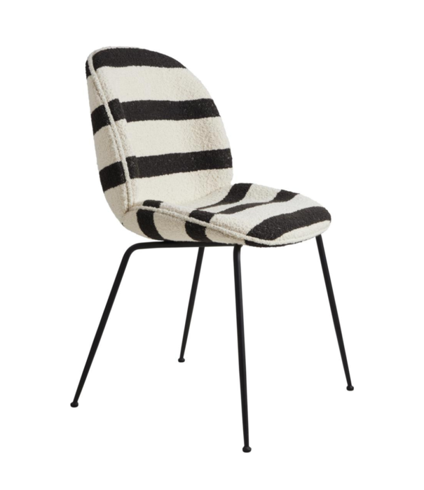 Gubi  Gubi Beetle Eetkamerstoel Karakorum Stripe, zwart conic voet