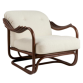 Poltrona Tria Lounge Stoel donker rotan, Gubi bouclé 001