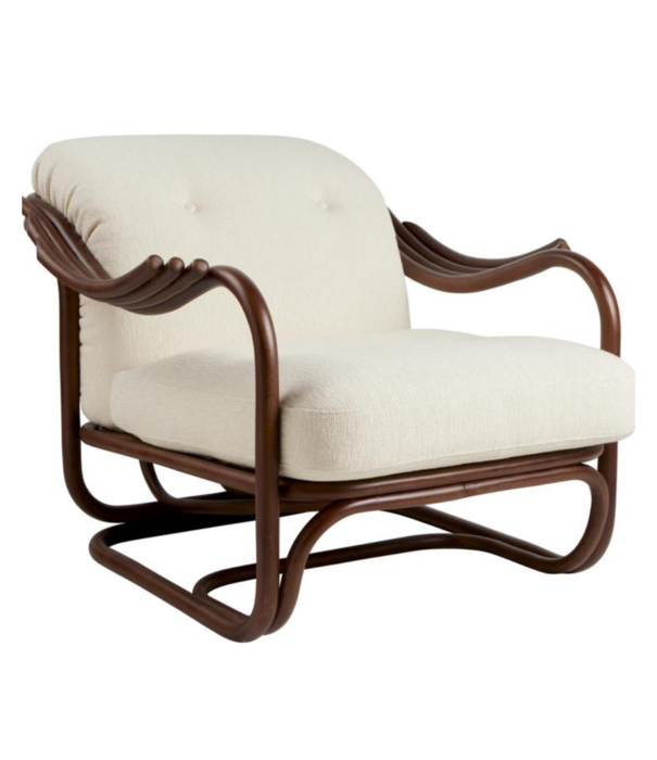 Gubi  Gubi Poltrona Tria Lounge Stoel donker rotan, Gubi bouclé 001