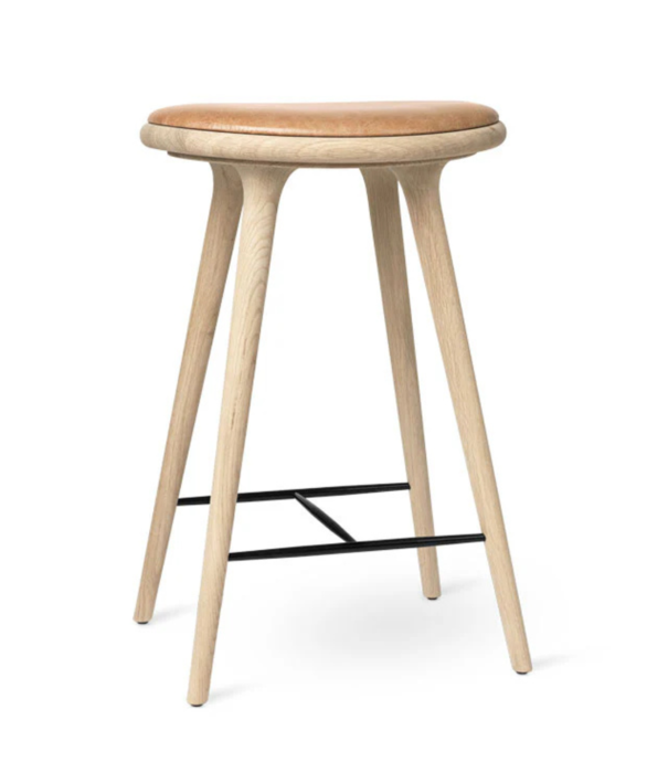 Mater Design  Mater High Stool soaped oak, naturel tan leather 69cm