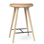 Mater High Stool Barkruk gezeept eiken, naturel tan leer 69cm