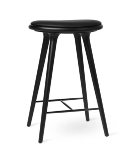 Mater High Stool black beech, black leather 69cm