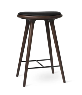 Mater High Stool dark beech, black leather 69cm