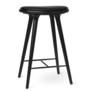 Mater High Stool Barkruk zwart eiken, zwart leer 69cm