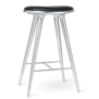 Mater High Stool gepolijst aluminium, zwart leer 74cm