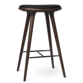 Mater High Stool dark beech, black leather 74cm