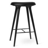 Mater High Stool black beech, black leather 74cm