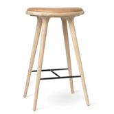 Mater High Stool Barkruk gezeept eiken, tan leer 74cm