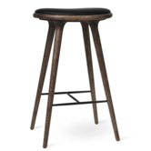 Mater High Stool dark oak, black leather 74cm