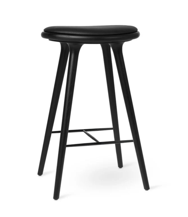 Mater Design  Mater High Stool Barkruk zwart eiken, zwart leer 74cm