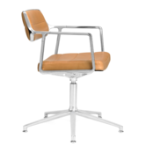 Vipp 453+ Swivel chair, polished frame, leather black, gliders