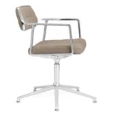 Vipp 453+ Swivel chair, polished frame, leather black, gliders