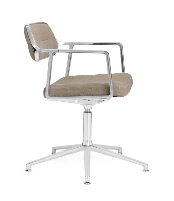 Vipp  Vipp 453+ Swivel chair, polished frame, leather black, gliders