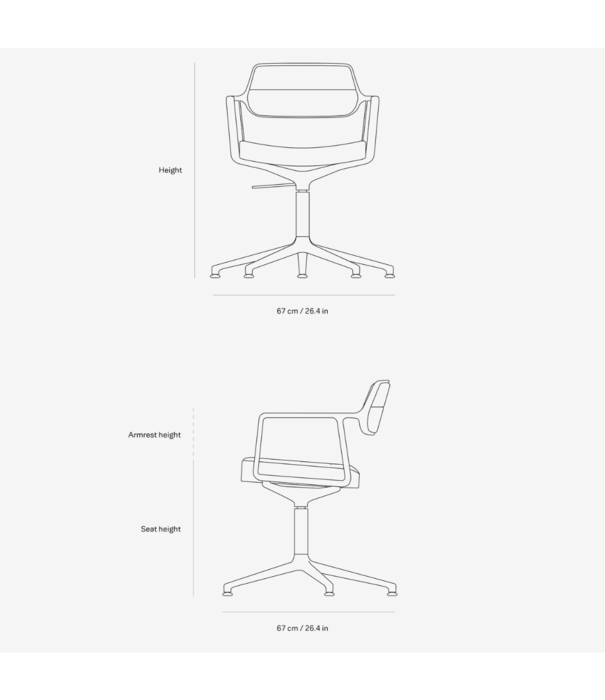 Vipp  Vipp 453+ Swivel chair, polished frame, leather black, gliders