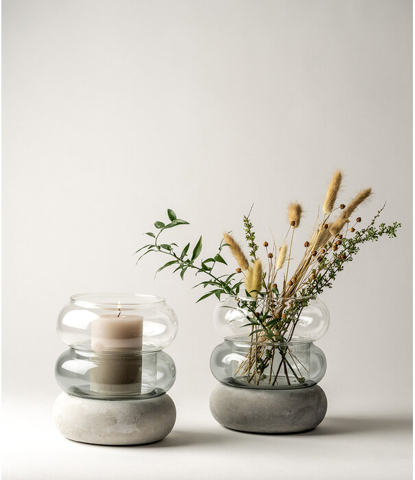 Muurla Muurla Bagel Vaas/kandelaar grijs 18,5cm