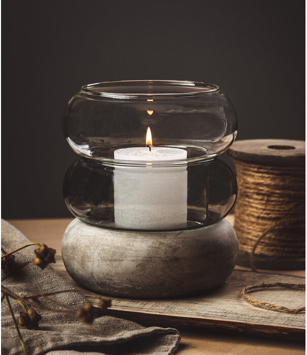 Muurla Muurla Bagel Vase/candle lantern grey 18,5cm