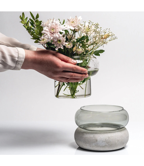 Muurla Muurla Bagel Vase/candle lantern grey 18,5cm