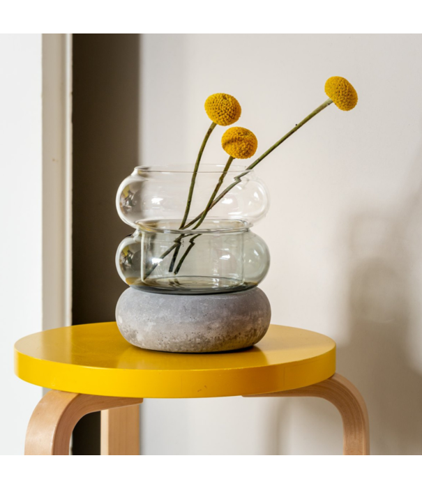 Muurla Muurla Bagel Vase/candle lantern grey 18,5cm