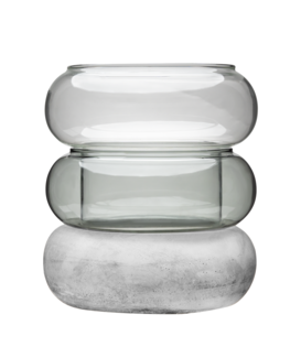 Muurla Bagel Vase/candle lantern grey 18,5cm