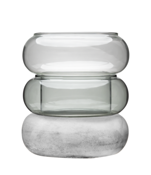 Muurla Bagel Vase/candle lantern grey 18,5cm