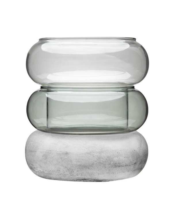 Muurla Muurla Bagel Vaas/kandelaar grijs 18,5cm