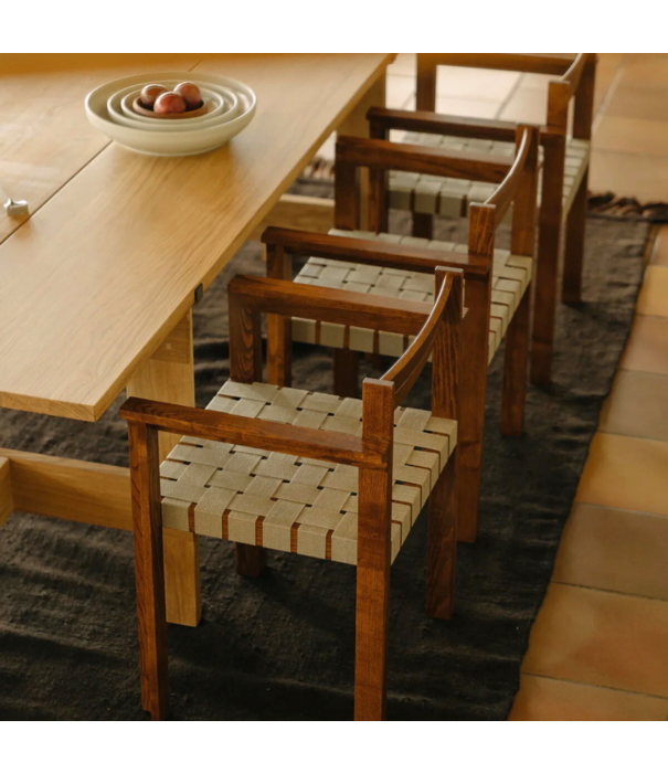 Frama  Frama Symmetry Armrest Chair, honey lacquered ash / oat stof