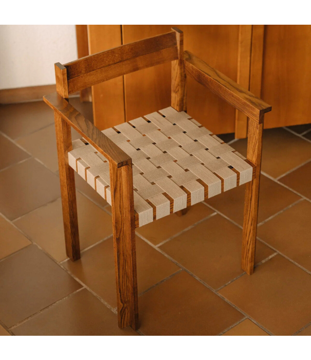 Frama  Frama Symmetry Armrest Chair, honey lacquered ash / oat stof