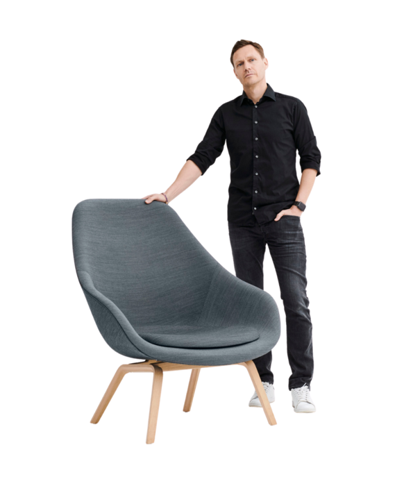 Hay  AAL 93 Lounge Stoel hoge rug,  Steelcut 775 blauw