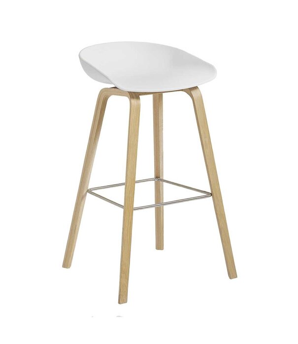 Hay  Hay AAS 32 Low Bar Stool white, oak base 65cm