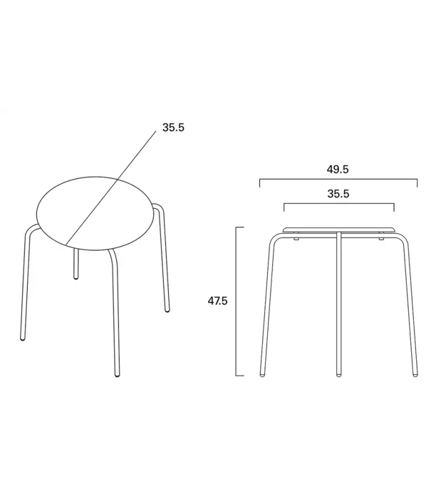 Frama  Frama Petit Rond Kruk RVS, zitting gestoffeerd