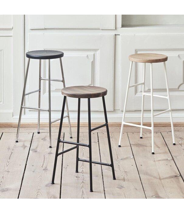 Hay  Hay Cornet Bar Stool oiled oak, chromed base
