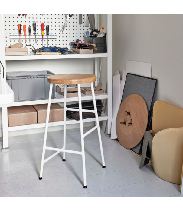 Hay  Hay Cornet Bar Stool oiled oak, chromed base