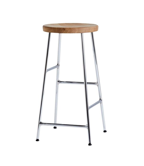 Hay  Hay Cornet Bar Stool oiled oak, chromed base