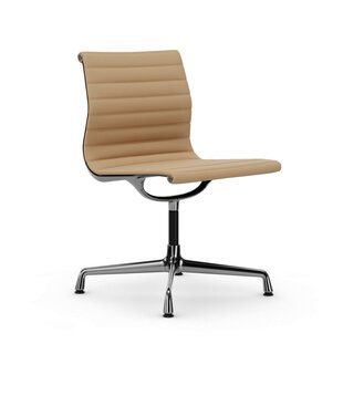 Vitra Aluminium Chairs EA 101 Eetkamerstoel leer, chroom basis,  niet draaibaar