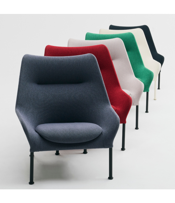 Hay  02 Lounge Stoel zwart tube basis,  stof lichtgrijs