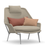 Vitra Slow Chair Flocca beige, polished aluminium legs