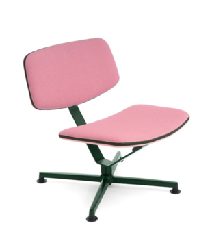 Arba Lounge Chair Vidar pink, dark green swivel base