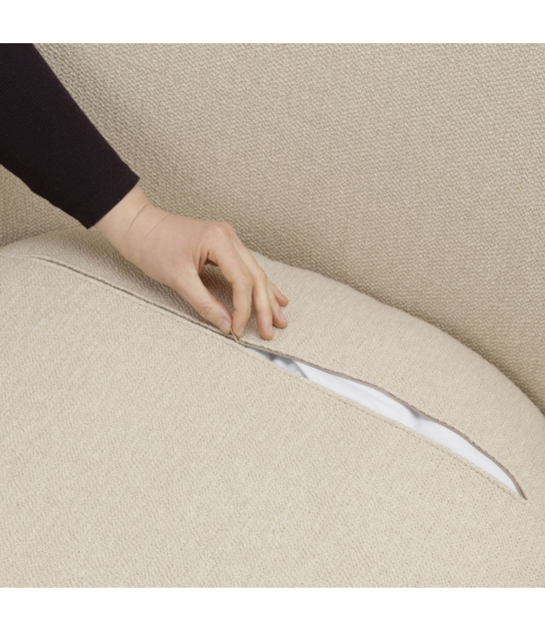 Vitra  Vitra Slow Chair & Ottoman Flocca beige, gepolijst aluminium poten