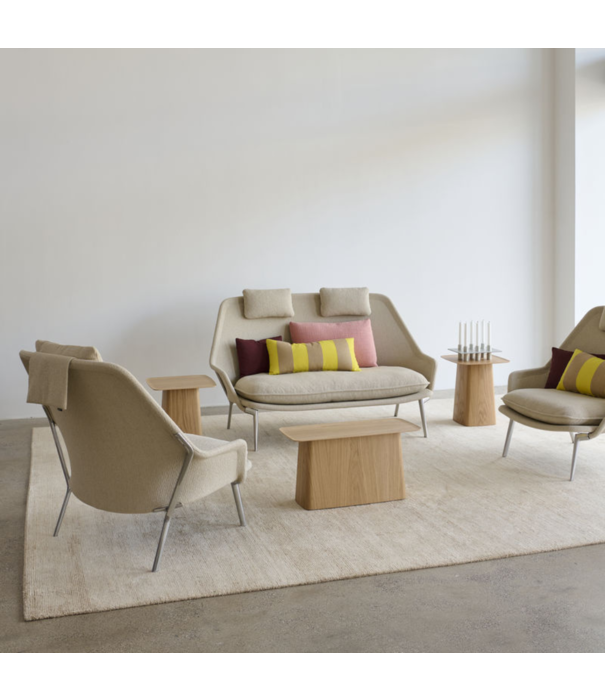 Vitra  Vitra Slow Chair & Ottoman Flocca beige, polished aluminium legs